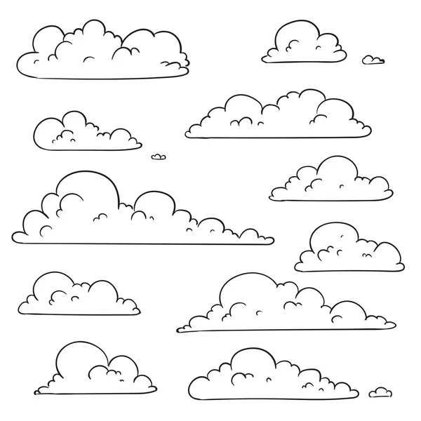 Nuages dessinés à la main vectoriels — Image vectorielle