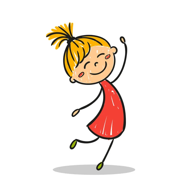 Vektor Hand gezeichnet glückliches kleines Kind — Stockvektor