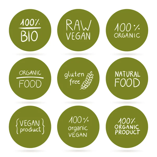 Elemen Desain Makanan Vegan Organik Sehat Vektor - Stok Vektor