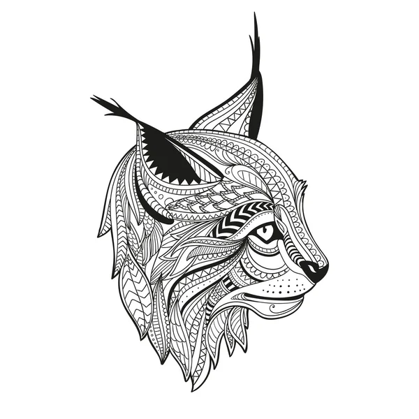 Vector Ornamental Ethnic Lynx Head — Stock Vector