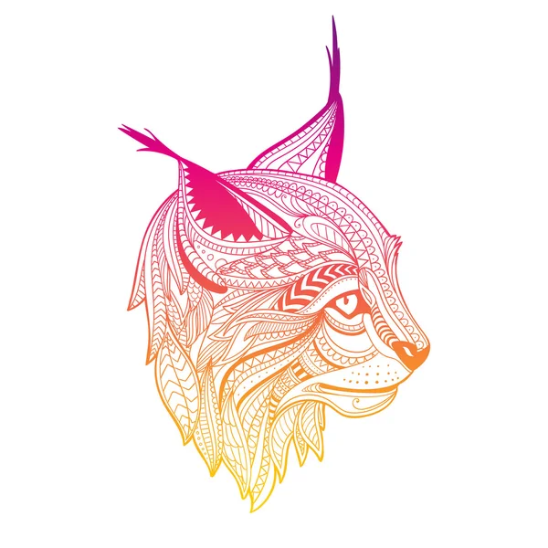 Tête Lynx ethnique ornementale vectorielle — Image vectorielle