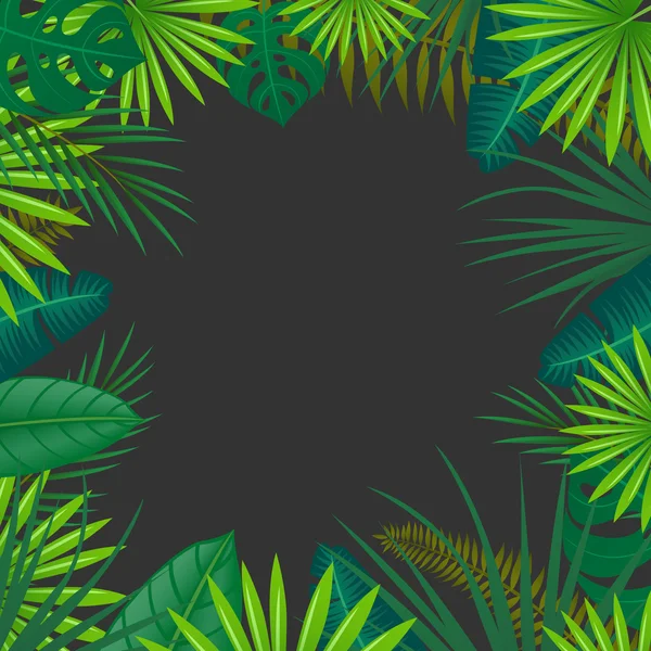Fondo vectorial con hojas tropicales — Vector de stock