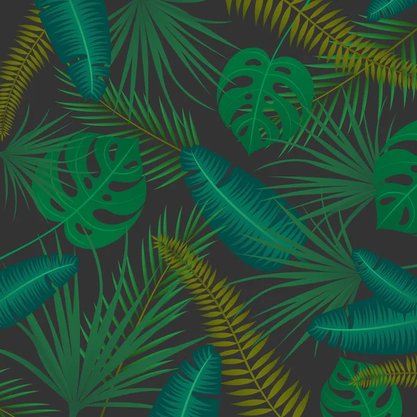 Vector Background with Tropical Leaves — Stock Vector