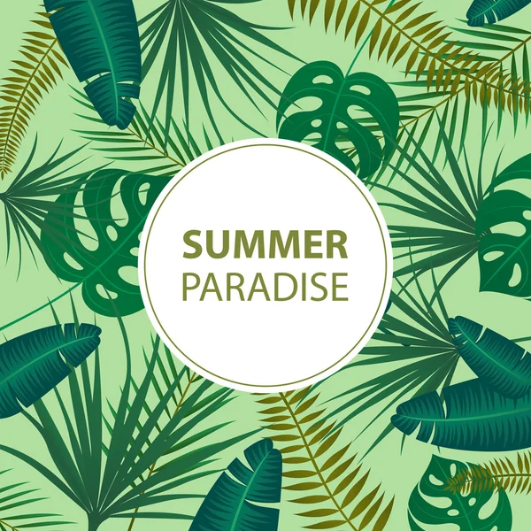 Fondo vectorial con hojas tropicales — Vector de stock