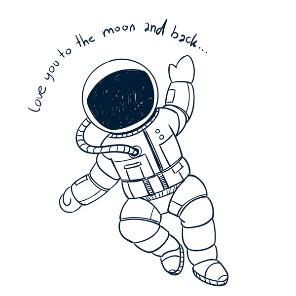 Vetor Astronauta Doodle — Vetor de Stock