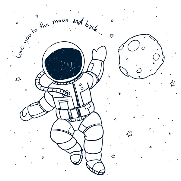 Vetor Astronauta Doodle — Vetor de Stock