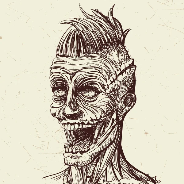 Vetor mão desenhada assustador personagem zumbi — Vetor de Stock