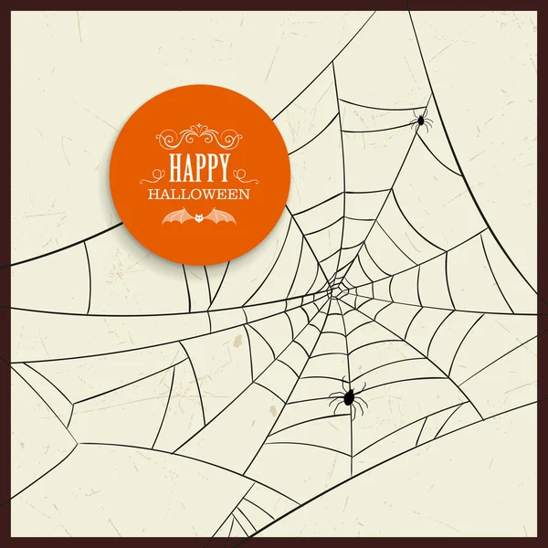 Vector Halloween Design with Spiderweb and Spiders — Stock Vector