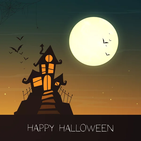 Vektor Halloween poszter egy kísérteties kísértetjárta ház — Stock Vector