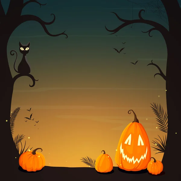 Cartel de Halloween vectorial con calabazas divertidas — Archivo Imágenes Vectoriales