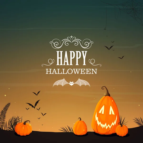 Vector Halloween Poster met grappige pompoenen — Stockvector