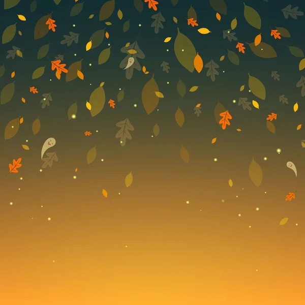 Vector Halloween Poster Background with Leaves — Stock Vector