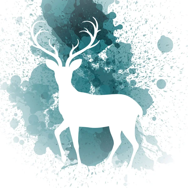 Vector Christmas Greeting Card with Reindeer — Stock Vector