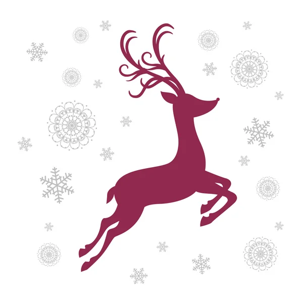Biglietto di auguri natalizio vettoriale con renna — Vettoriale Stock