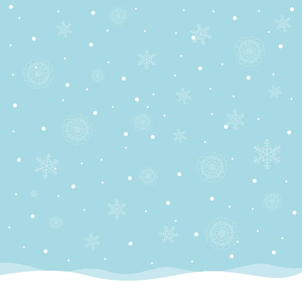 Векторный зимний пейзаж со снежинками — стоковый вектор
