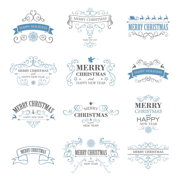 Vector Typographic Christmas Design Elements — Stock Vector