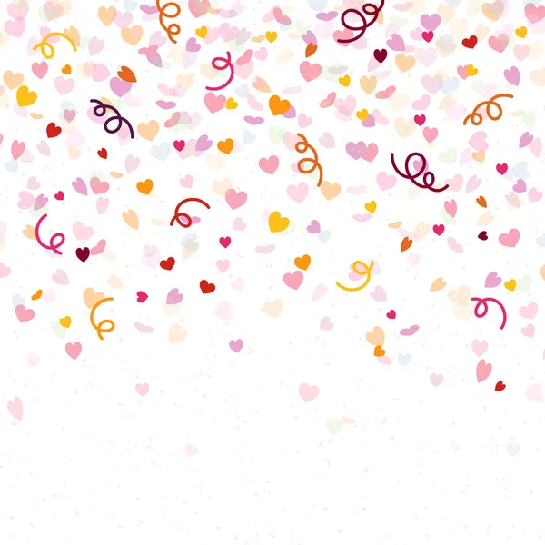 Fond vectoriel avec confettis cardiaques — Image vectorielle