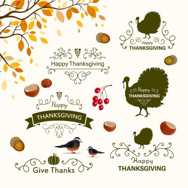 Vektör Şükran tasarım öğeleri