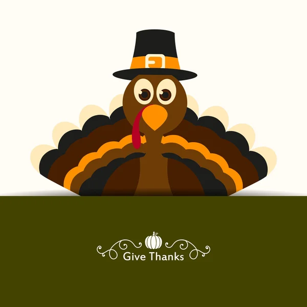 Vector Happy Thanksgiving Celebration Design con Cartoon Turchia — Vettoriale Stock