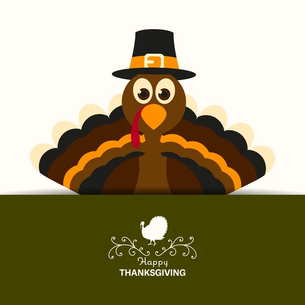 Vector Happy Thanksgiving Celebration Design with Cartoon Turkey — Stock Vector