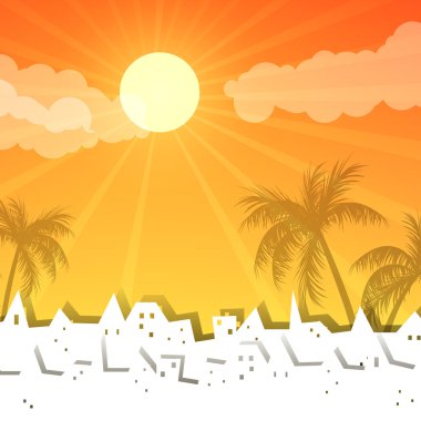 Palmiye ağaçlarıyla vektör yaz arkaplanı