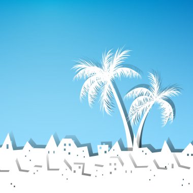 Palmiye ağaçlarıyla vektör yaz arkaplanı
