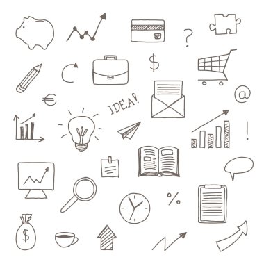 iş simgeler vektör el çekilmiş