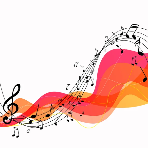 Fondo vectorial con notas musicales coloridas — Vector de stock