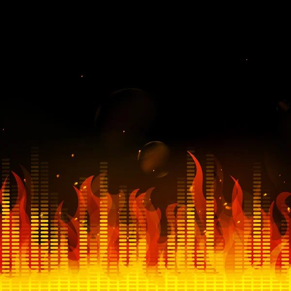 Ecualizador de música vectorial con fuego — Vector de stock