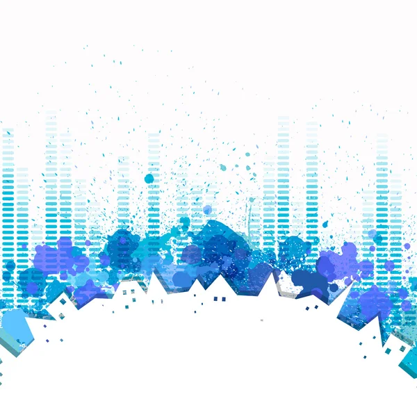 Vector City Background with Music Equalizer — Stock Vector