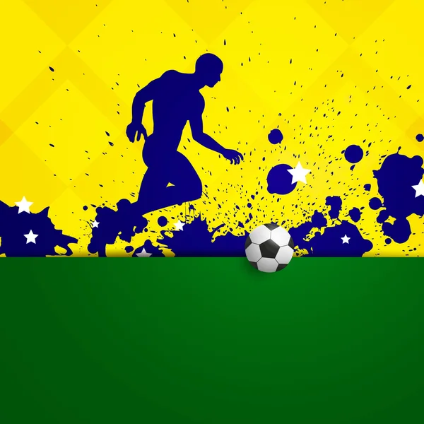 Vector Soccer Background with Brazil Colors — Stock Vector