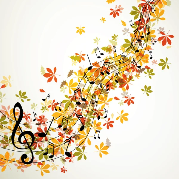 Vector Autumn Music Background with Notes — Stock Vector
