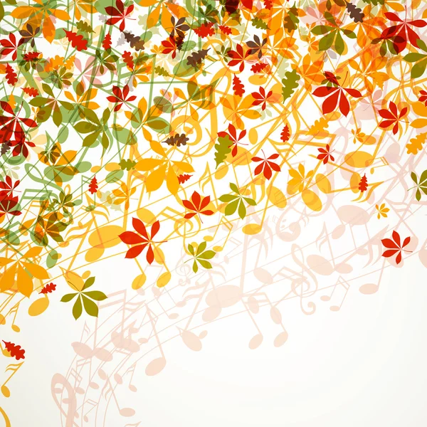 Vector de fondo de música de otoño con notas — Archivo Imágenes Vectoriales