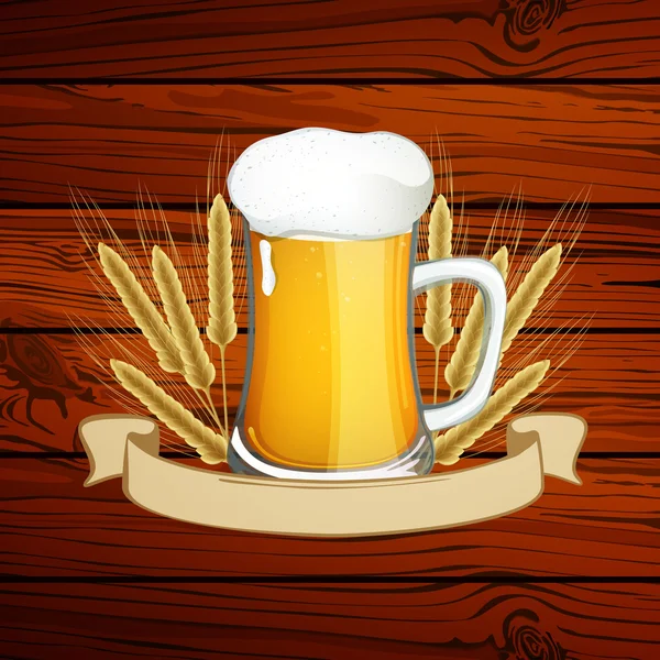 Vektor frisches Bier mit Schleife — Stockvektor