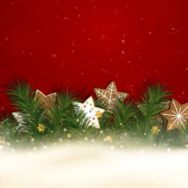 ジンジャーブレッドのクッキーとクリスマスの背景をベクトルします。 — ストックベクタ