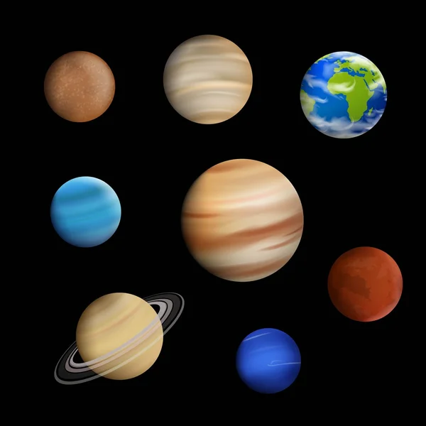 Vector Planets in the Solar System — Stock Vector