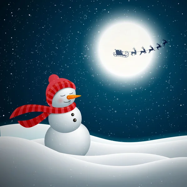 Vector Christmas Design with Snowman — Stock Vector
