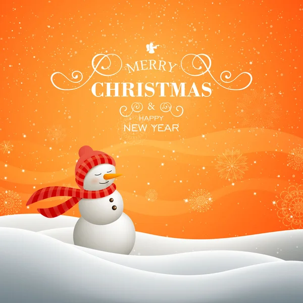 Vector Christmas Design with Snowman — Stock Vector