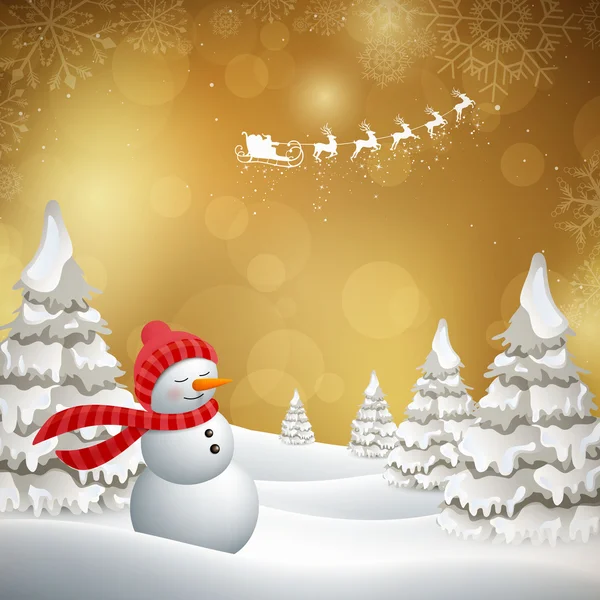 Design de Natal vetorial com boneco de neve — Vetor de Stock