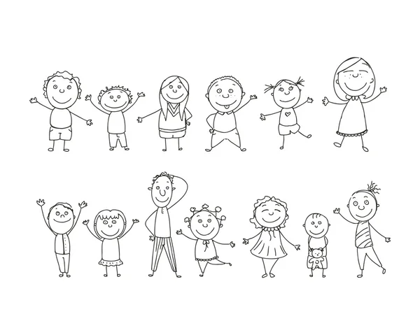 Vector Hand Drawn Kids — Stock Vector