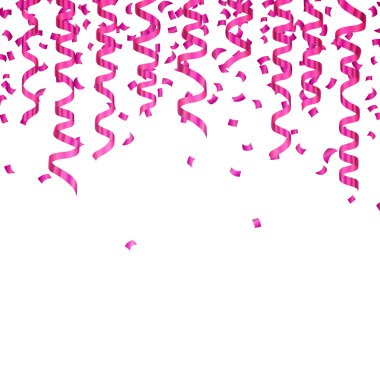Vektör pembe konfeti ve parti flamalar