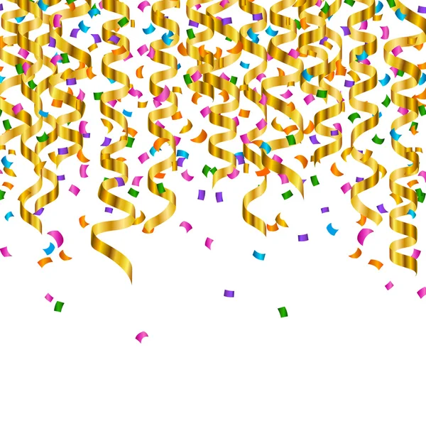 Vektorové večírek stuhami a barevné konfety — Stockový vektor