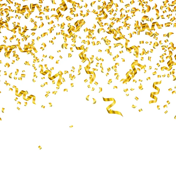 Vector Golden Party Streamers and Confetti — Stock Vector