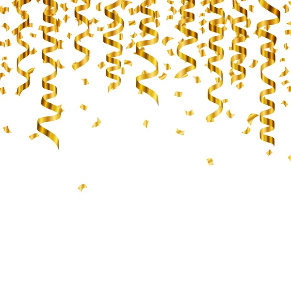Vetor Golden Confetti e Party Streamers — Vetor de Stock