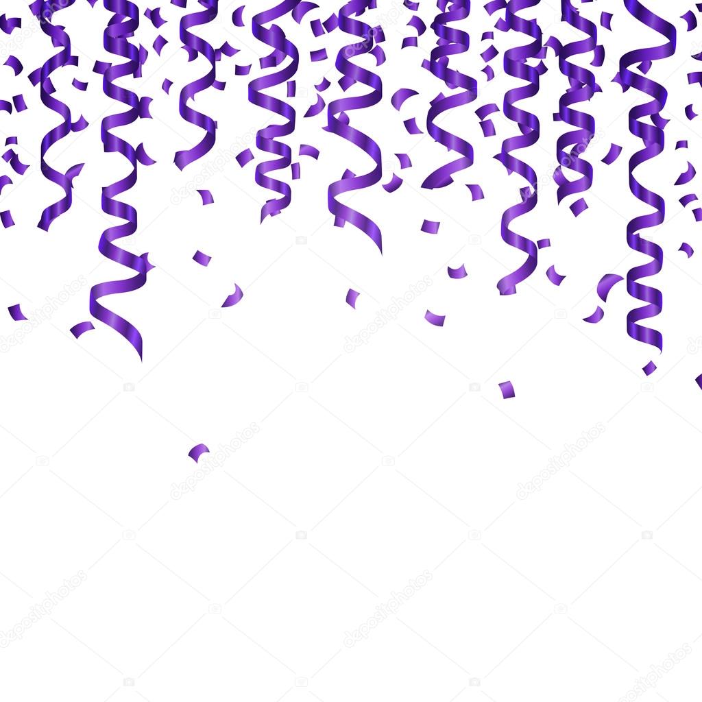 Vector Purple Confetti and Party Streamers