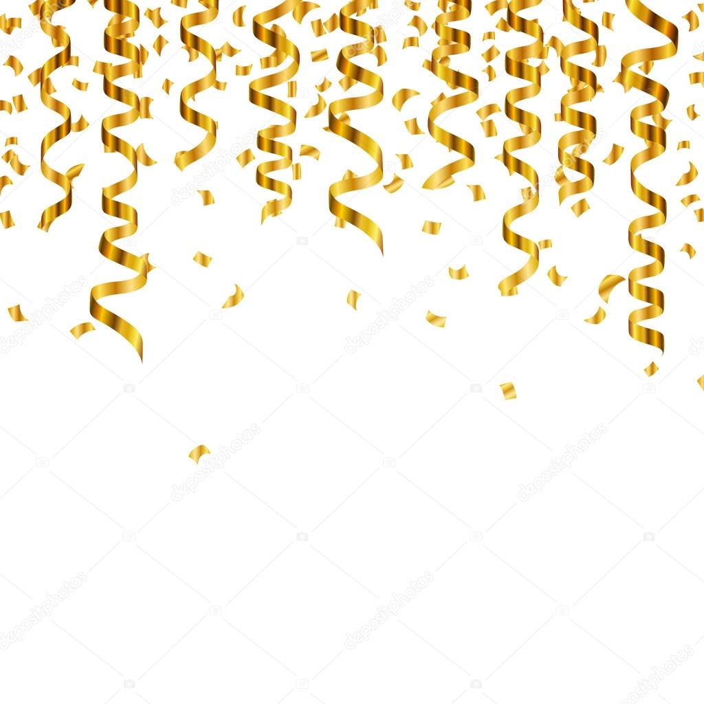 Vector Golden Confetti and Party Streamers
