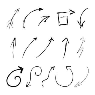 vektör el çizilen okları