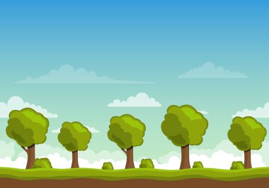 Ağaçlar ile vektör manzara arka plan