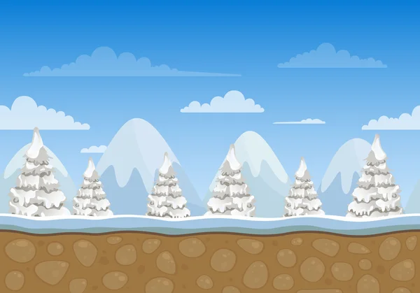 Вектор фон зимовий пейзаж з деревами та горами — стоковий вектор