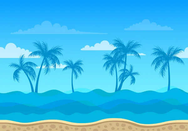 Fondo de mar vectorial con palmeras — Vector de stock